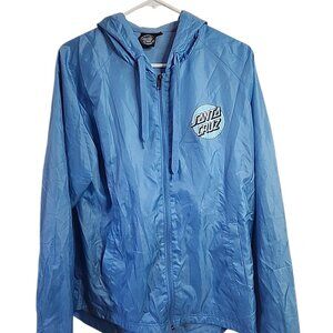 Santa Cruz light blue Jacket size Large windbreaker hooded